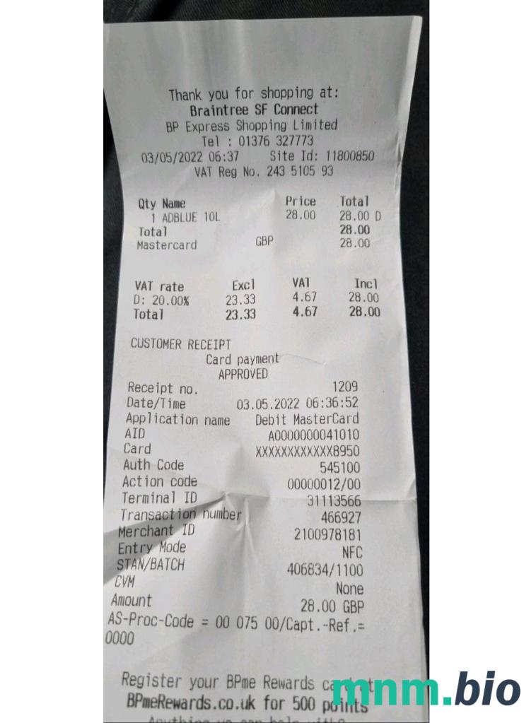 BP Express Shopping Limited przykładowy czek płatniczy PSD